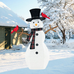 Costway Warm-White LED Pre-Lit Snowman Christmas Ornament 4.1ft - Size: 127 x 16 x 99cm - Black,White,Red - Wilko - thumbnail 6