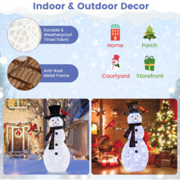 Costway Warm-White LED Pre-Lit Snowman Christmas Ornament 4.1ft - Size: 127 x 16 x 99cm - Black,White,Red - Wilko - thumbnail 7