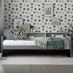 Tyler Single Grey and White Guest Bed with Orthopaedic Mattress - Bedmaster - Wilko