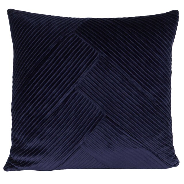 Piper Pleated Velvet Cushion - Navy - My Home - Wilko - image 1