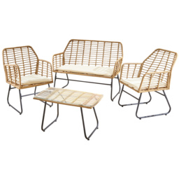 Neo 4 Seater Cream Bamboo Garden Set - Brown - Wilko - thumbnail 3