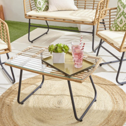 Neo 4 Seater Cream Bamboo Garden Set - Brown - Wilko - thumbnail 7