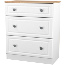 Crowndale Norfolk 3 Drawer White Ash and Bardolino Oak Deep Chest of Drawers Ready Assembled - White Ash & Bardolino Oak - Wilko - thumbnail 4