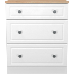 Crowndale Norfolk 3 Drawer White Ash and Bardolino Oak Deep Chest of Drawers Ready Assembled - White Ash & Bardolino Oak - Wilko - thumbnail 3
