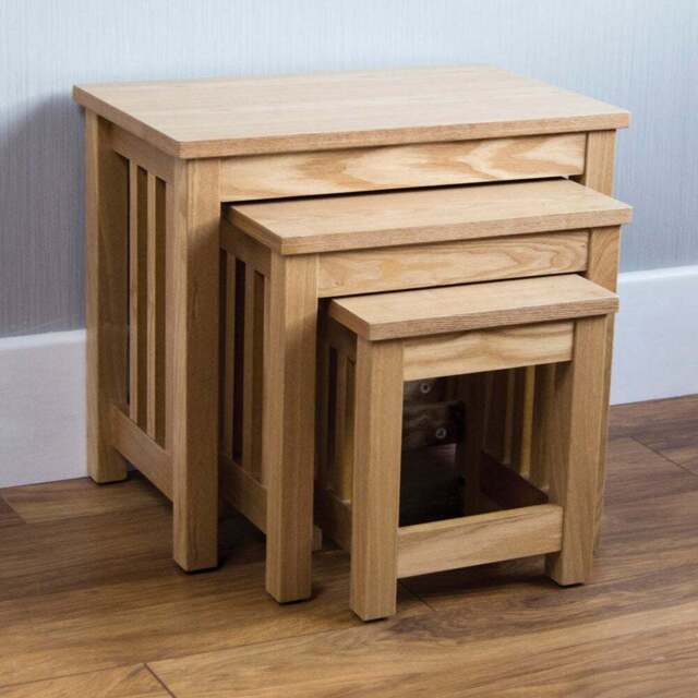 Vida Designs Ashton Pine Nest of Tables Set of 3 - Size: 34 x 54 x 48cm - Brown - Wilko - image 1