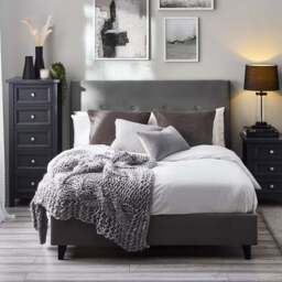 Julian Bowen Shoreditch Double Slate Grey High Headboard Bed - Wilko - thumbnail 1