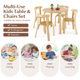 Costway 4 Seater Kids Bentwood Dining Set Natural - Cream - Wilko - thumbnail 5
