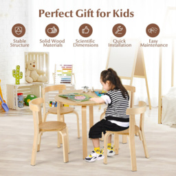 Costway 4 Seater Kids Bentwood Dining Set Natural - Cream - Wilko - thumbnail 6