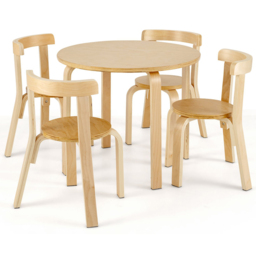 Costway 4 Seater Kids Bentwood Dining Set Natural - Cream - Wilko - thumbnail 3