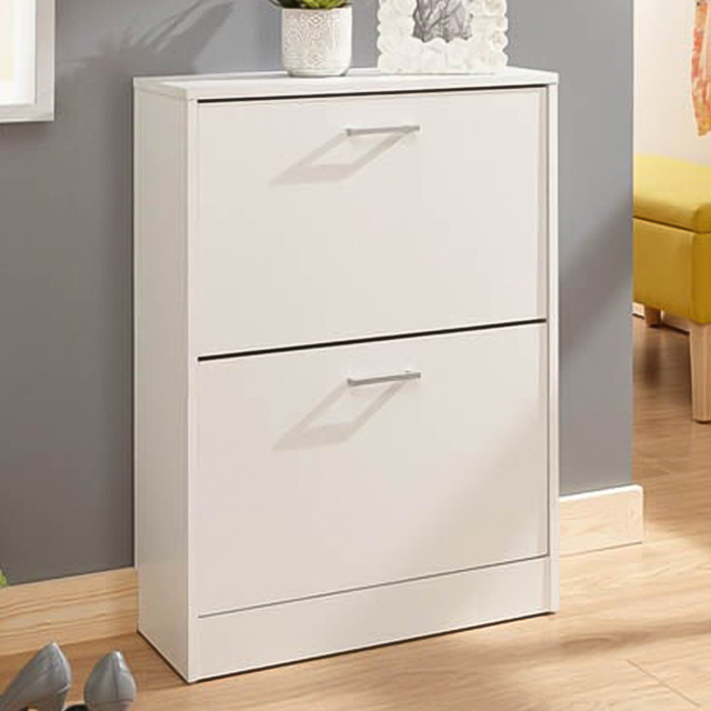 GFW Stirling 2 Tier White Shoe Cabinet - Size: 25 x 60 x 83cm - Wilko - image 1