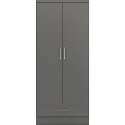 Seconique Nevada 2 Door Single Drawer 3D Effect Grey Wardrobe - Size: 2 Door, Single Drawer - Wilko - thumbnail 4