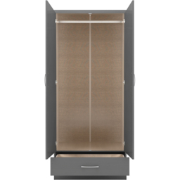 Seconique Nevada 2 Door Single Drawer 3D Effect Grey Wardrobe - Size: 2 Door, Single Drawer - Wilko - thumbnail 5
