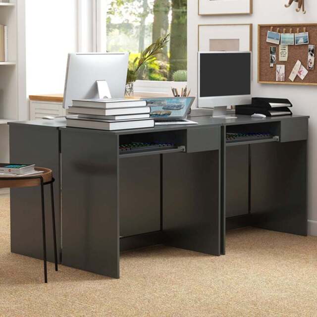 Portland Grey Compact Computer Desk - Size: 80 x 45 x 75cm - Wilko - image 1