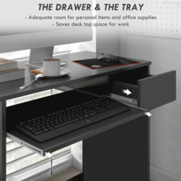Portland Grey Compact Computer Desk - Size: 80 x 45 x 75cm - Wilko - thumbnail 5