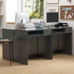 Portland Grey Compact Computer Desk - Size: 80 x 45 x 75cm - Wilko - thumbnail 1