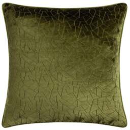 Hoem Malans Olive Cut Velvet Piped Cushion - Size: 45 x 45 cm - Green - Wilko - thumbnail 1