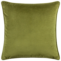 Hoem Malans Olive Cut Velvet Piped Cushion - Size: 45 x 45 cm - Green - Wilko - thumbnail 4