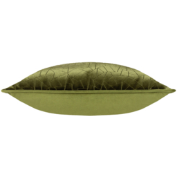 Hoem Malans Olive Cut Velvet Piped Cushion - Size: 45 x 45 cm - Green - Wilko - thumbnail 5