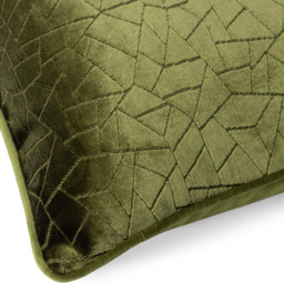 Hoem Malans Olive Cut Velvet Piped Cushion - Size: 45 x 45 cm - Green - Wilko - thumbnail 6