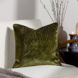 Hoem Malans Olive Cut Velvet Piped Cushion - Size: 45 x 45 cm - Green - Wilko - thumbnail 3