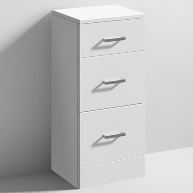 nuie Mayford 3 Drawer Gloss White Floor Standing Unit - Size: 766 x 350 x 330mm - Wilko - image 1