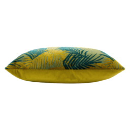 Paoletti Palm Grove Gold and Teal Velvet Jacquard Cushion - Size: 50 x 50 cm - Multi - Wilko - thumbnail 5