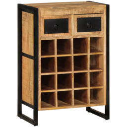 vidaXL 2 Drawer 16 Bottle Brown Freestanding Wine Cabinet - Size: 81 x 55 x 35cm - Wilko - thumbnail 1