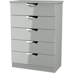 Crowndale Camden 5 Drawer Grey Gloss and Dusk Grey Chest of Drawers Ready Assembled - Grey Gloss & Dusk Grey - Wilko - thumbnail 5