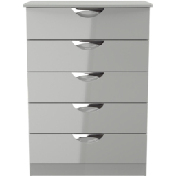 Crowndale Camden 5 Drawer Grey Gloss and Dusk Grey Chest of Drawers Ready Assembled - Grey Gloss & Dusk Grey - Wilko - thumbnail 3