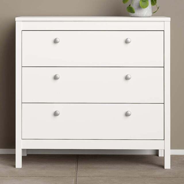 Florence Madrid 3 Drawer White Chest of Drawers - Wilko - image 1