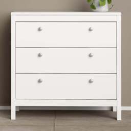Florence Madrid 3 Drawer White Chest of Drawers - Wilko - thumbnail 1
