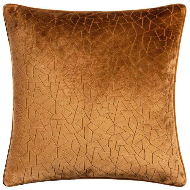 Hoem Malans Bronze Cut Velvet Piped Cushion - Size: 45 x 45 cm - Brown - Wilko - image 1