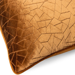 Hoem Malans Bronze Cut Velvet Piped Cushion - Size: 45 x 45 cm - Brown - Wilko - thumbnail 6