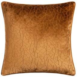 Hoem Malans Bronze Cut Velvet Piped Cushion - Size: 45 x 45 cm - Brown - Wilko