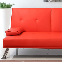 Brooklyn 2 Seater Red Faux Leather Italian Sofa Bed with Cup Holder - Wilko - thumbnail 4