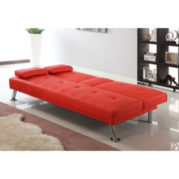 Brooklyn 2 Seater Red Faux Leather Italian Sofa Bed with Cup Holder - Wilko - thumbnail 3