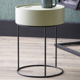 Pacific Lifestyle Hugo Sage Green Wood Veneer and Black Metal Storage Table - Wilko