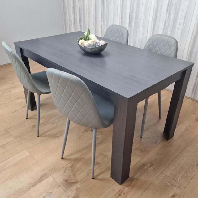 Kosy Koala 4 Seater Faux Leather Gem Pattern Dining Grey - Multi - Portland - Wilko - image 1