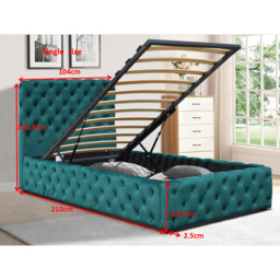 Comfy Living Single Grey Tufted Fabric Gaslift Bed Frame - Wilko - thumbnail 4