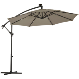 Garden Gear Light Grey Solar LED Parasol with Cover - Size: 3m - Wilko - thumbnail 1
