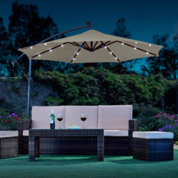 Garden Gear Light Grey Solar LED Parasol with Cover - Size: 3m - Wilko - thumbnail 5
