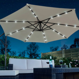 Garden Gear Light Grey Solar LED Parasol with Cover - Size: 3m - Wilko - thumbnail 3