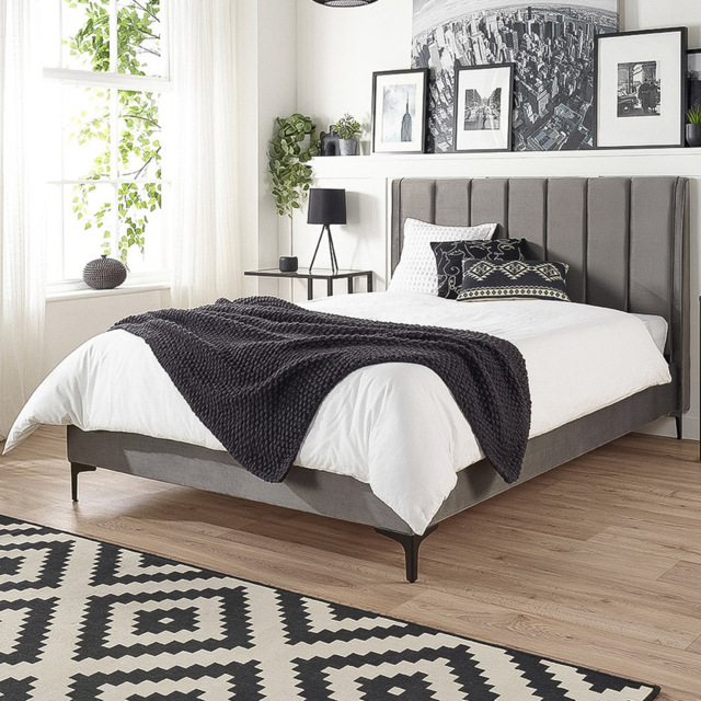 Aspire Furniture Phoebe Double Grey Brushed Velvet Bed Frame - Aspire Beds - Wilko - image 1