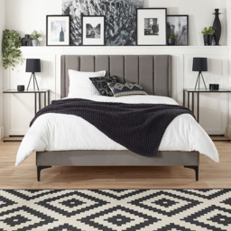 Aspire Furniture Phoebe Double Grey Brushed Velvet Bed Frame - Aspire Beds - Wilko - thumbnail 4