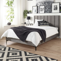 Aspire Furniture Phoebe Double Grey Brushed Velvet Bed Frame - Aspire Beds - Wilko - thumbnail 1