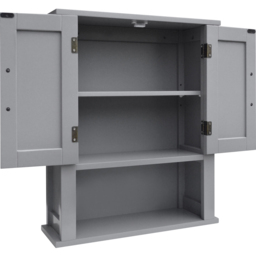 Teamson Home Mercer 2 Door Grey Mid Century Removable Wooden Wall Cabinet - Size: 61.6 x 17.8 x 50.8cm - Wilko - thumbnail 3