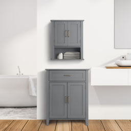 Teamson Home Mercer 2 Door Grey Mid Century Removable Wooden Wall Cabinet - Size: 61.6 x 17.8 x 50.8cm - Wilko - thumbnail 5