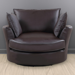 Fairburn Brown Bonded Leather Swivel Cuddle Chair - Size: Single - Artemis Home - Wilko