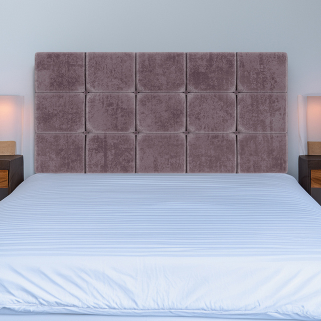 Bedmaster Super King Mauve Naples Velvet Pearl Squared Headboard - Brown - Wilko - image 1