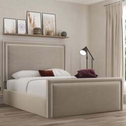 DS Living Verona Small Double Bistra Beige Piping Ottoman Bed - Cream - Wilko